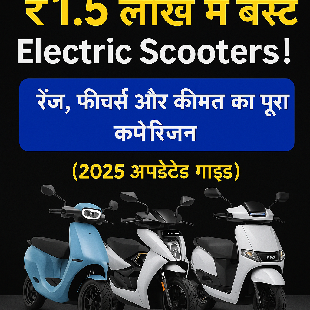 ₹1.5 लाख के अंदर मिलने वाले 2025 के बेस्ट इलेक्ट्रिक स्कूटर – जानें रेंज, फीचर्स और कीमत 5 ₹1.5 लाख में बेस्ट Electric Scooters